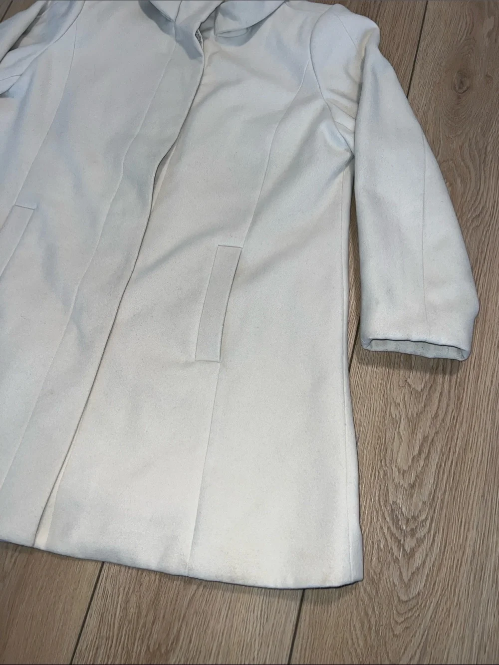 cleo Cream A-Line Stand Collar Trench Coat - Picture 4 of 14